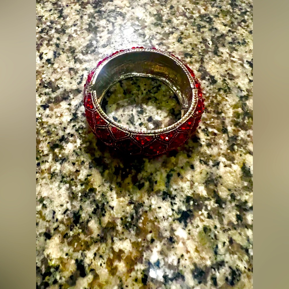 Ruby Red Rhinestone Bangle - Picture 4 of 4
